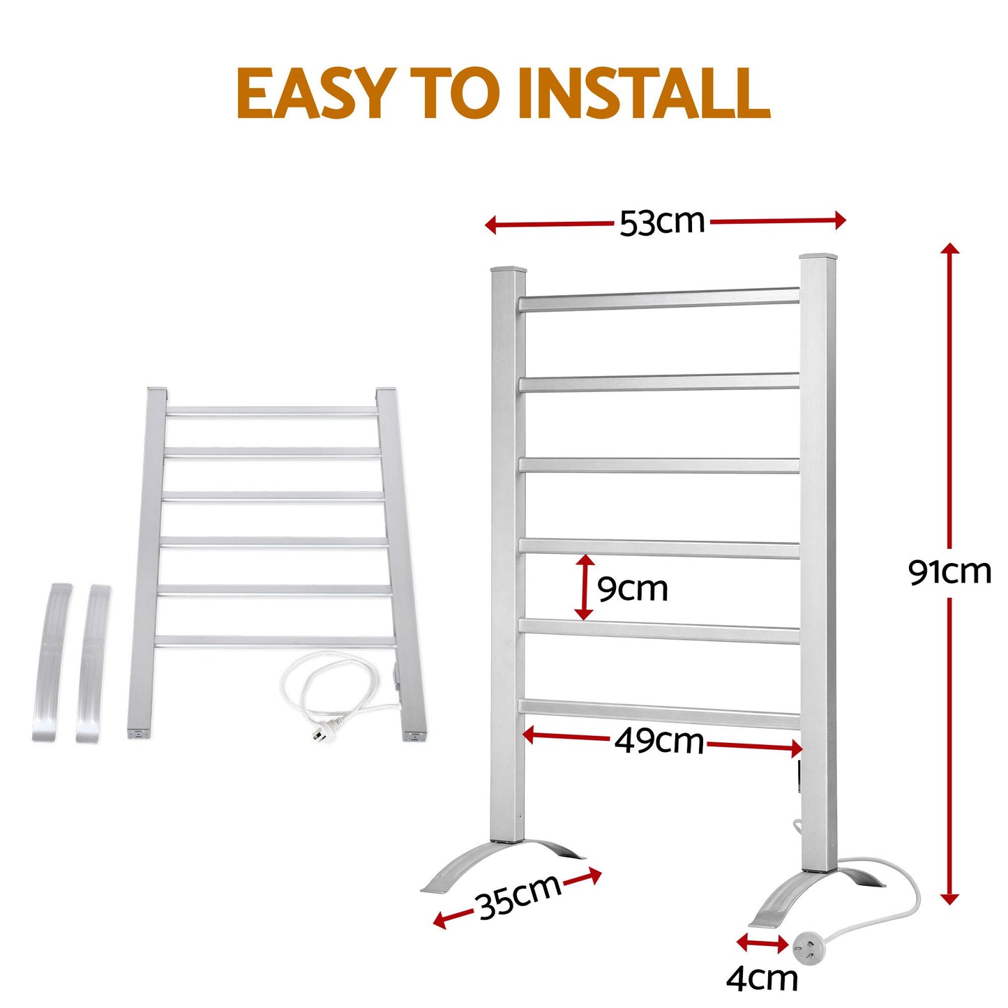 Devanti Electric Heated Towel Rail Rack 6 Bars Clothes Warmer