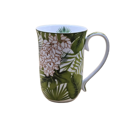 Elegant Tropical Fine Bone China Mug | 405ml | Floral Gift Cup