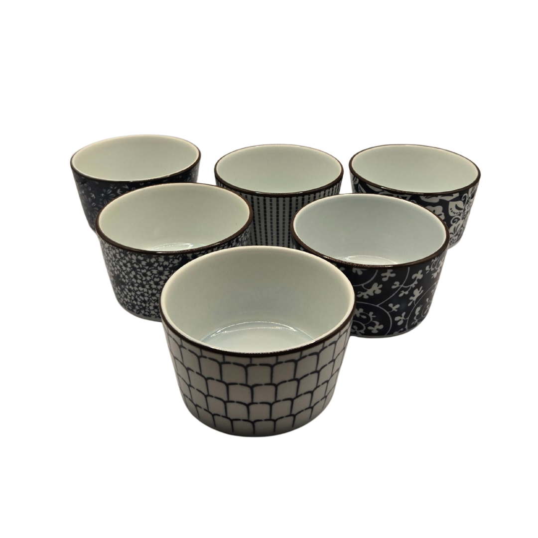 Ceramic Bakeware Set Blue Patterned Ramekins Set of 7