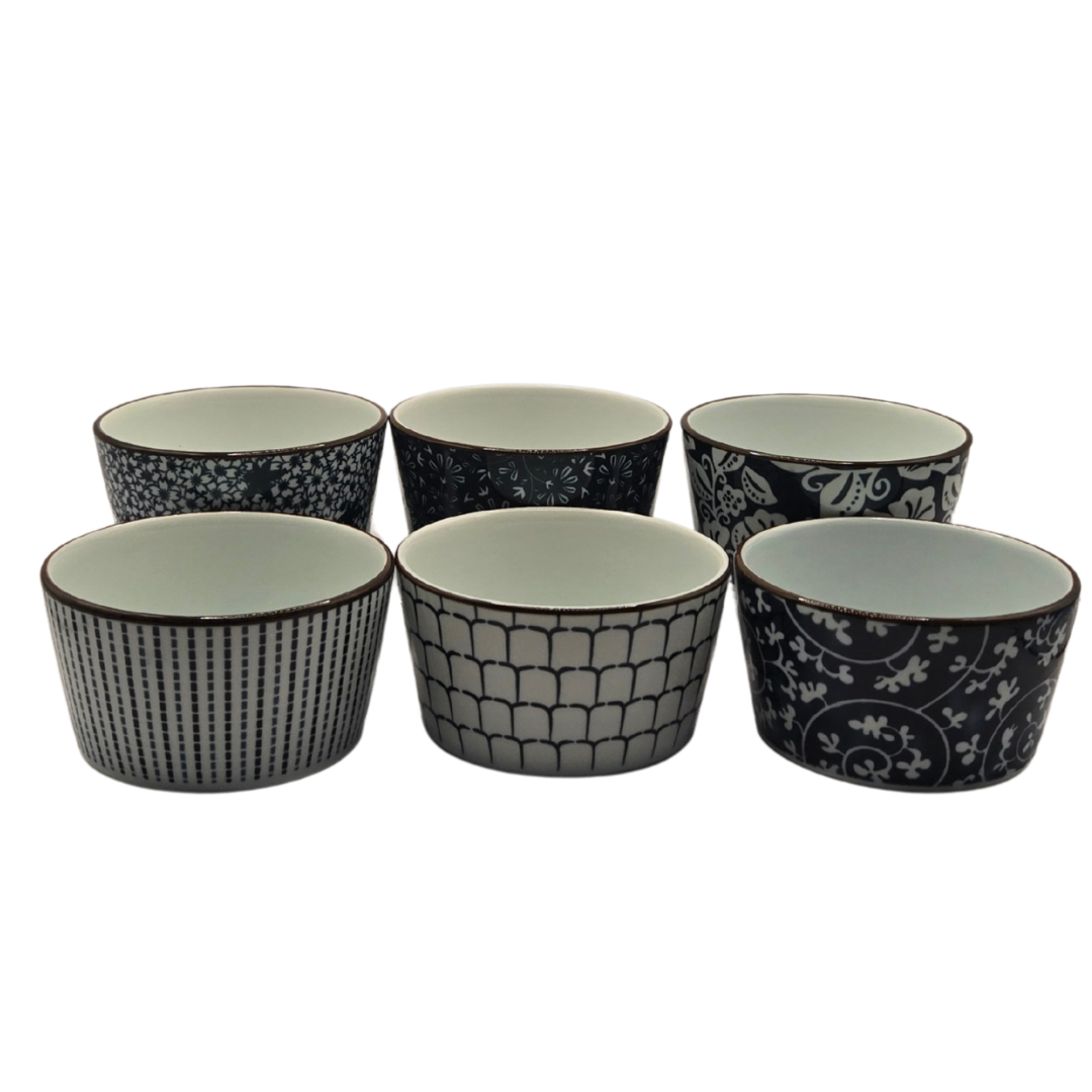 Ceramic Bakeware Set Blue Patterned Ramekins Set of 8