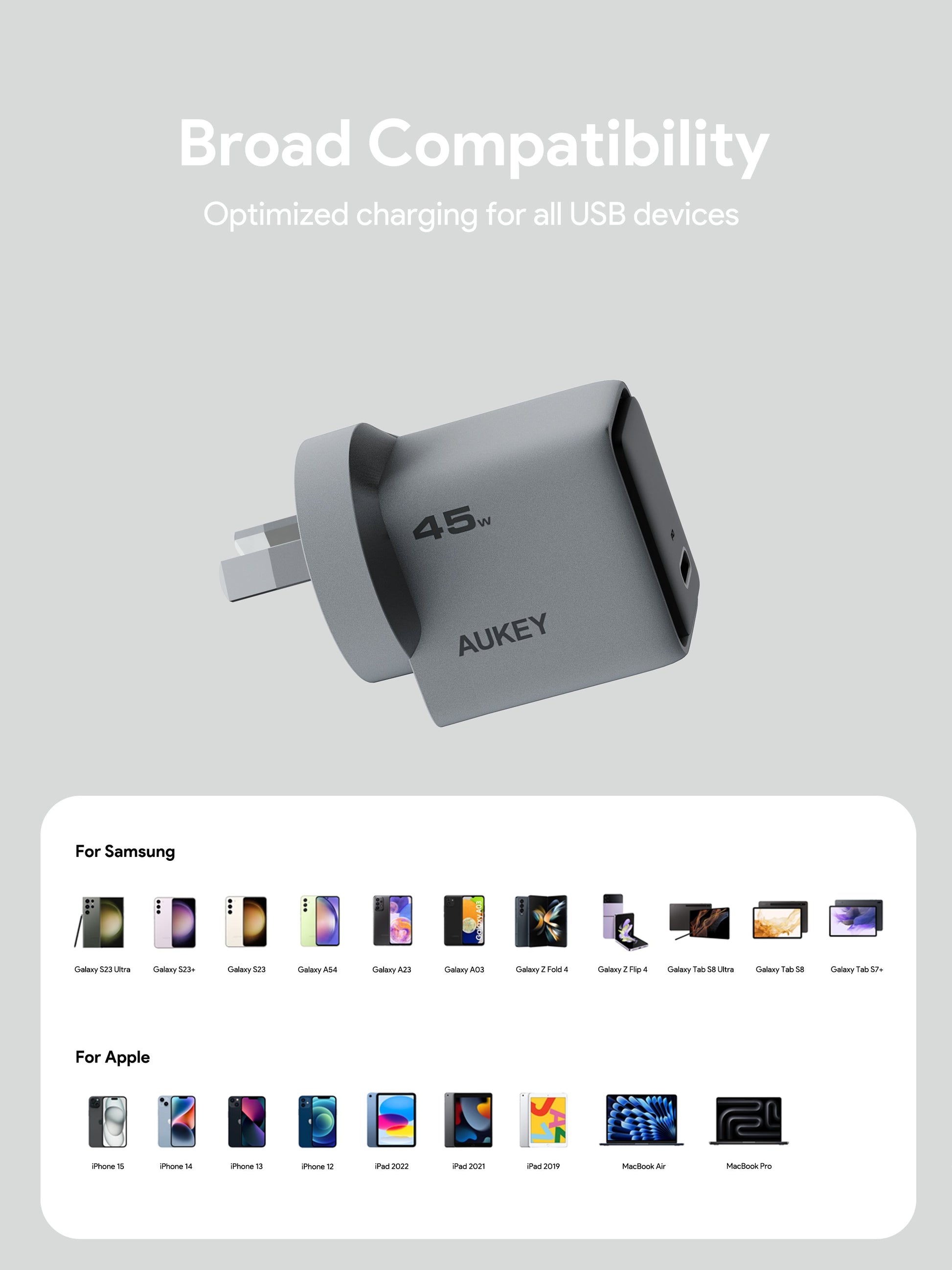 Aukey Comet 45W PD Fast Wall Charger GaN USB-C (PA-C2)