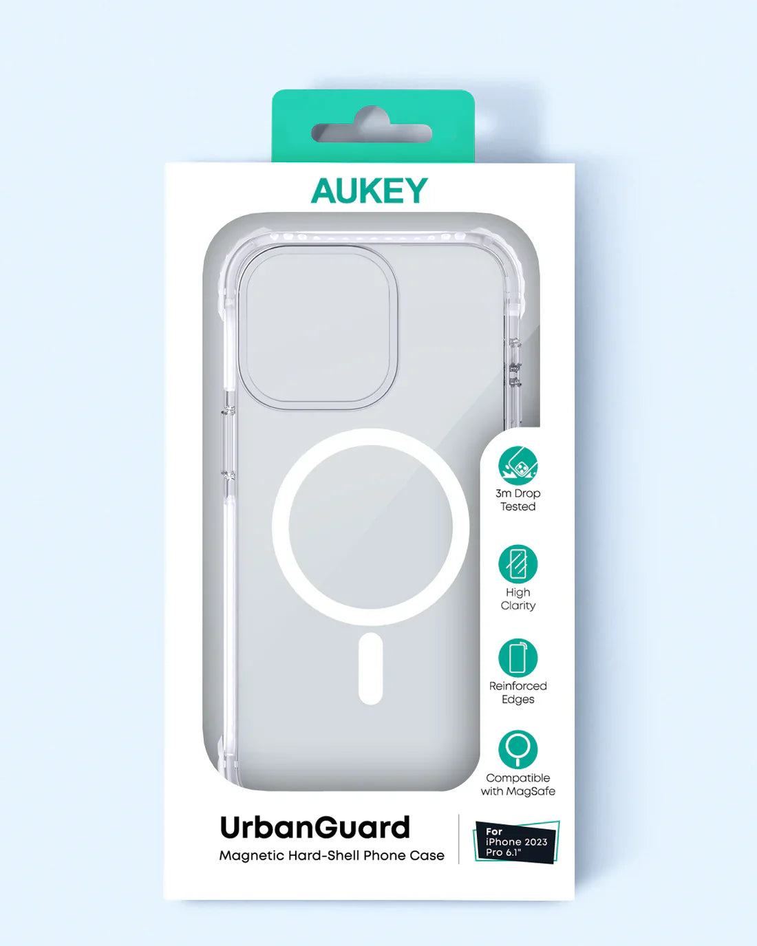 Aukey Urban Guard  Magnetic Hard-Shell iPhone 15 Pro Max Phone case - Transparent (TM11D)