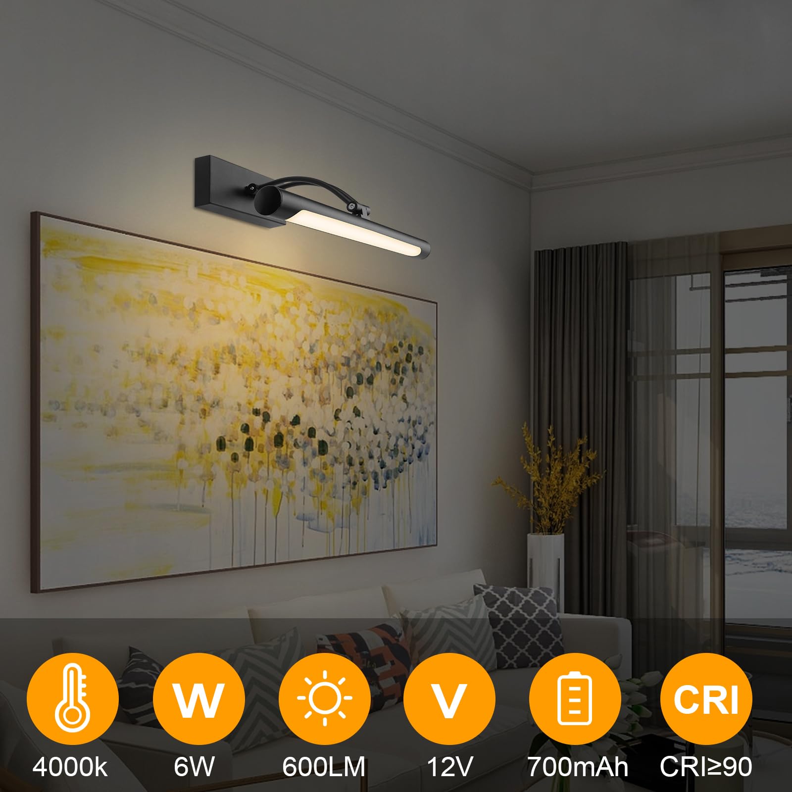 Hardwired Picture Light for Wall Black,14 inch Night Light LED Wall Sconces for Pictures,Dart Board Lights Wall Lights for Dartboard Mirror Frame Gallery