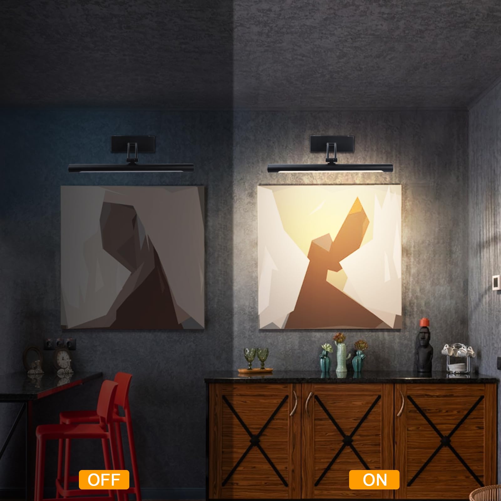 Hardwired Picture Light for Wall Black,14 inch Night Light LED Wall Sconces for Pictures,Dart Board Lights Wall Lights for Dartboard Mirror Frame Gallery