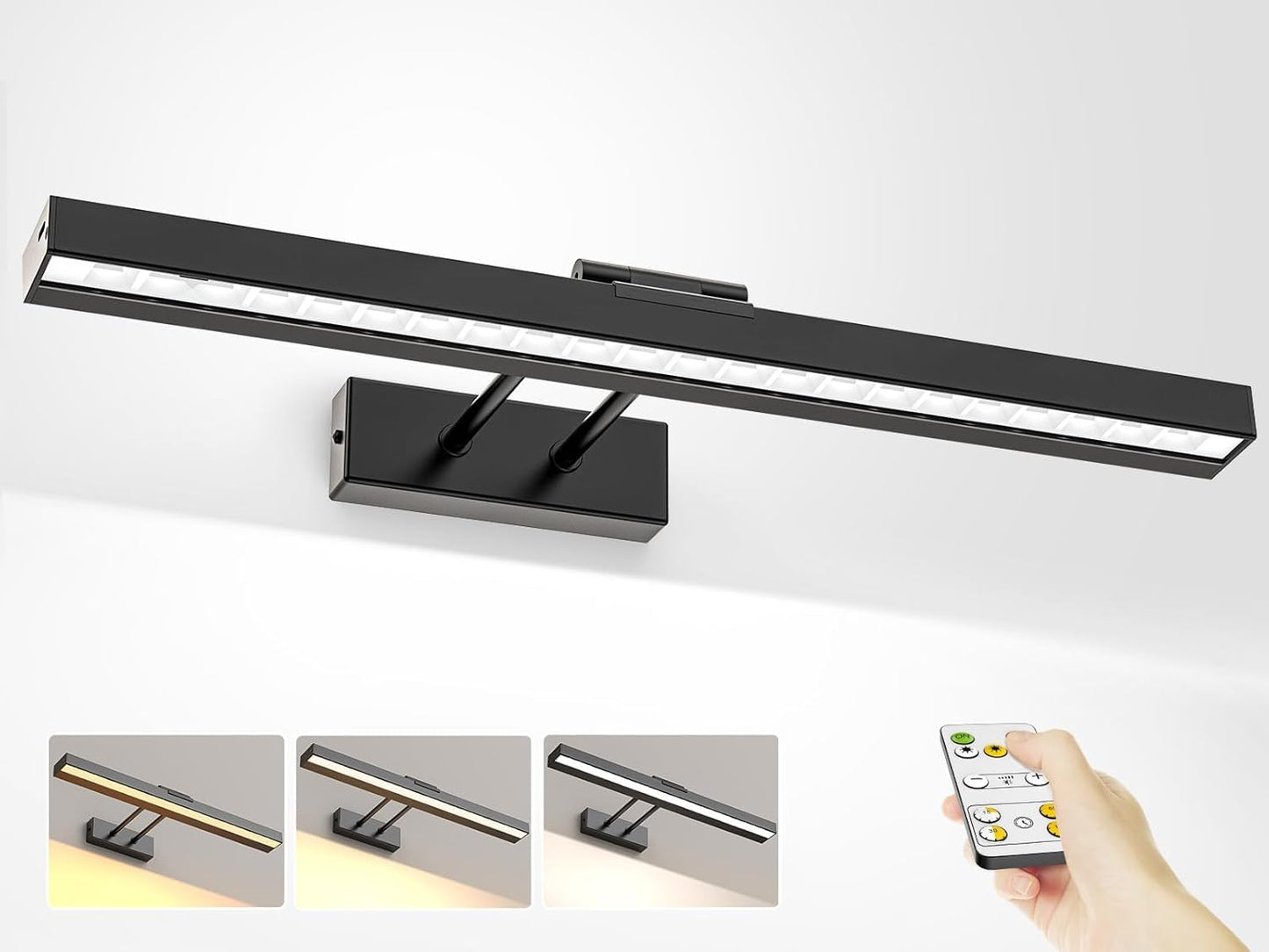 Picture Light Battery Operated, 16in Wireless Art Light for Paintings Color Temperature Adjustable Dimmable Battery Picture Light with Remote Control for Gallery Dartboard Art Bedroom Bathroom