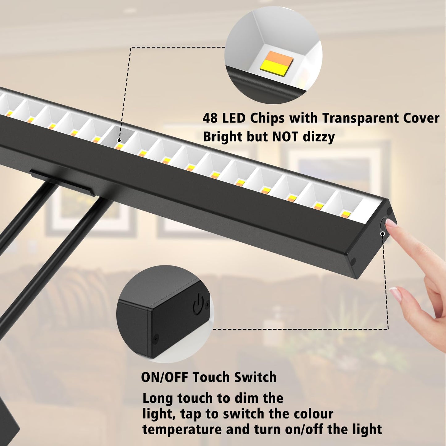 Picture Light Battery Operated, 16in Wireless Art Light for Paintings Color Temperature Adjustable Dimmable Battery Picture Light with Remote Control for Gallery Dartboard Art Bedroom Bathroom