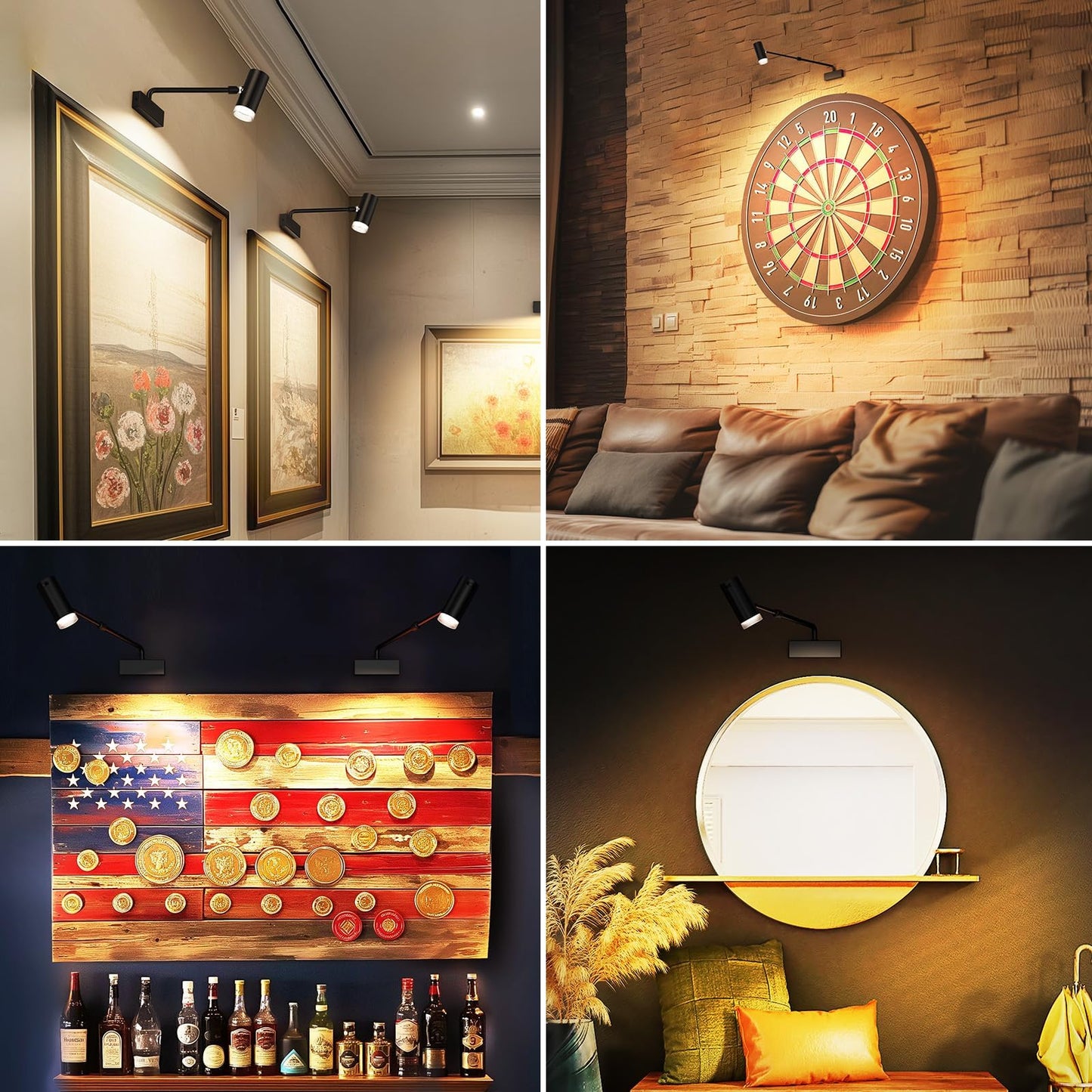 Rechargeable Picture Light with Remote Control, Adjustable Wall Sconce, 4000mAh Battery, Dimmable LED Art Light for Gallery, Bedroom & Bathroom