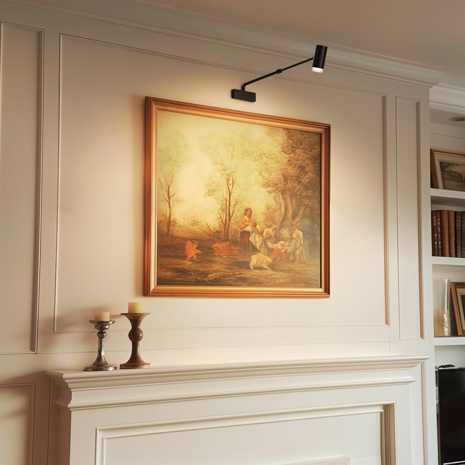 Rechargeable Picture Light with Remote Control, Adjustable Wall Sconce, 4000mAh Battery, Dimmable LED Art Light for Gallery, Bedroom & Bathroom