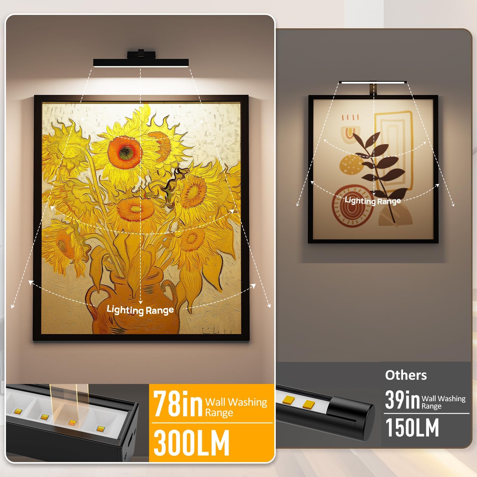 Picture Lights for Wall, Battery Operated Picture Light 16in Gallery Light for Paintings CCT Dimmable Recharging Battery Wall Light with Remote Control for Living Room Dartboard Art Black