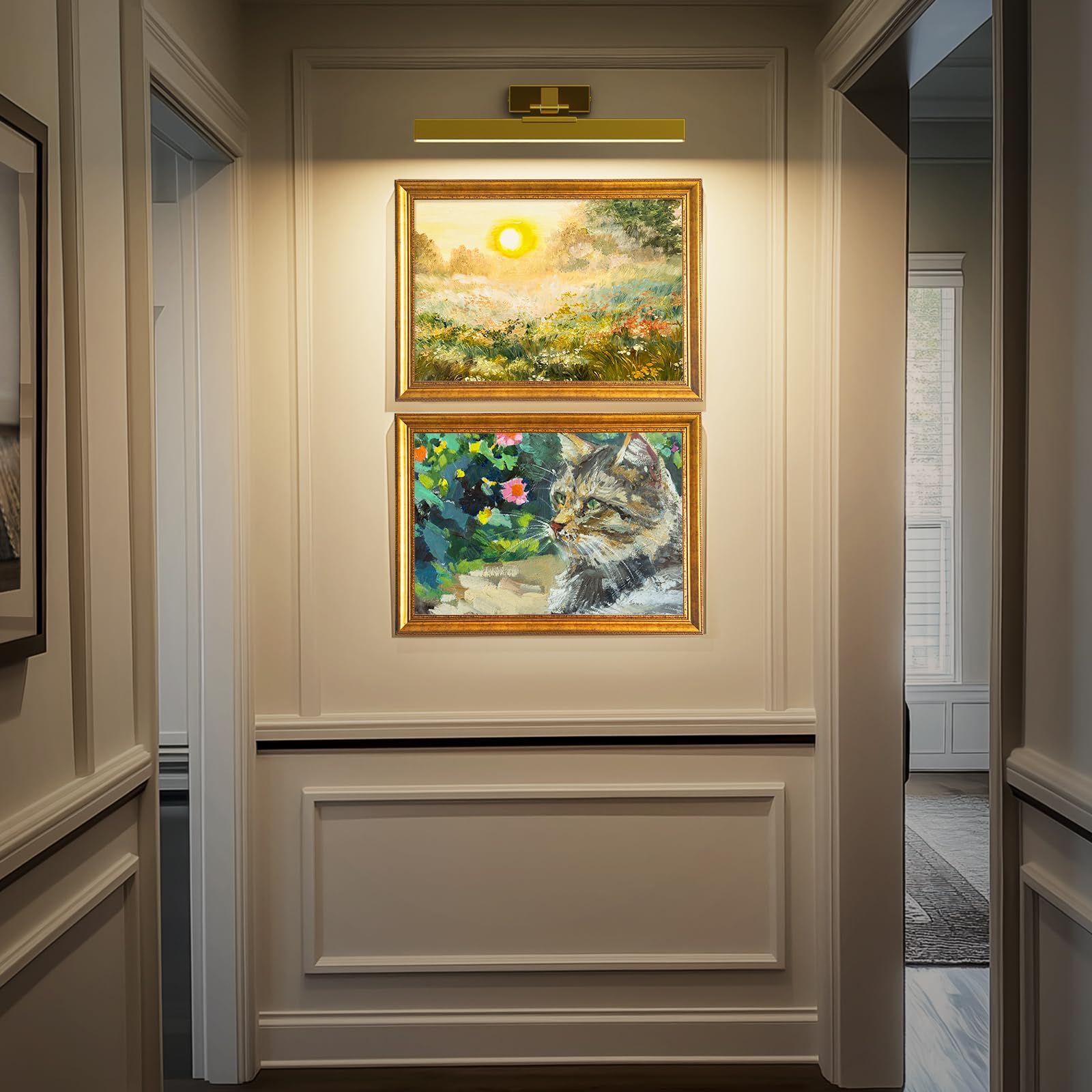 Picture Lights for Wall, Battery Operated Picture Light 16in Gallery Light for Paintings CCT Dimmable Gold