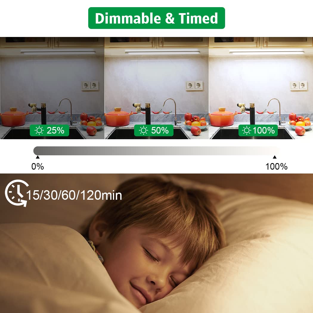 Led Under Cupboard Kitchen Lights, Dimmable Bar Cupboard Lights with Remote Control for Wardrobe,Cupboards, Closets, Display CabinetsÃƒÂ¯Ã‚Â¼Ã‹â€ Natural White,2 PackÃƒÂ¯Ã‚Â¼Ã¢â‚¬Â°