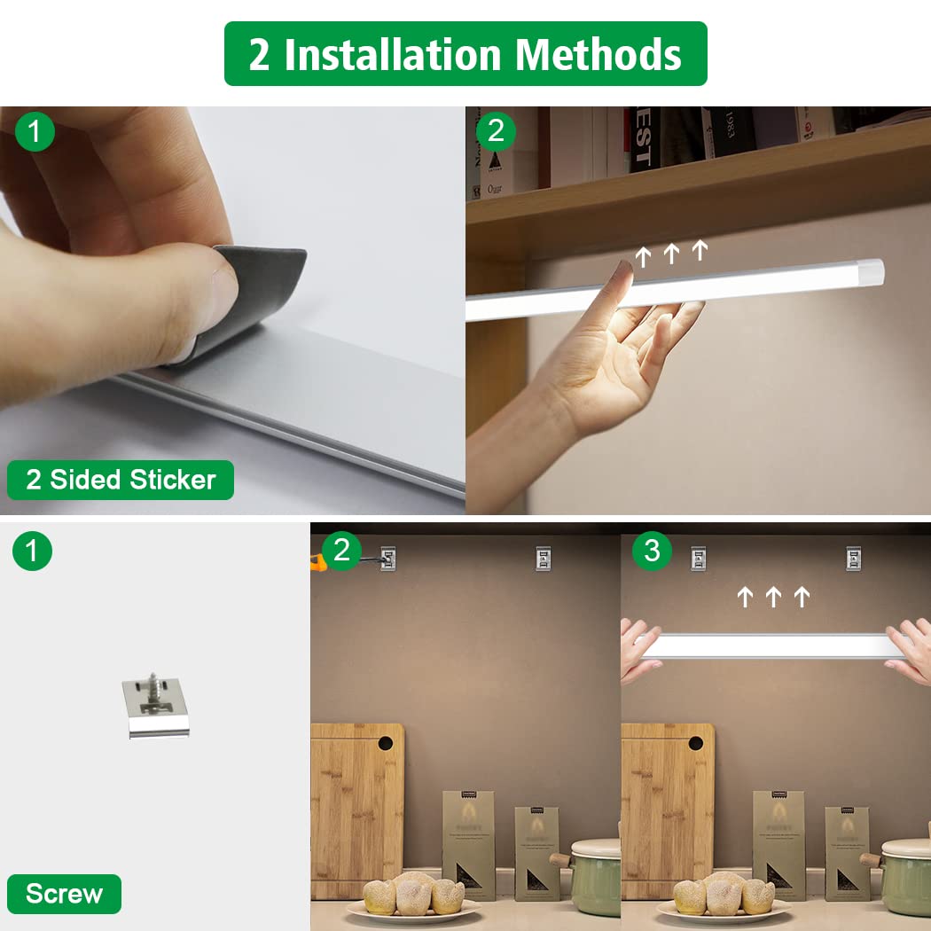 Led Under Cupboard Kitchen Lights, Dimmable Bar Cupboard Lights with Remote Control for Wardrobe,Cupboards, Closets, Display CabinetsÃƒÂ¯Ã‚Â¼Ã‹â€ Natural White,2 PackÃƒÂ¯Ã‚Â¼Ã¢â‚¬Â°