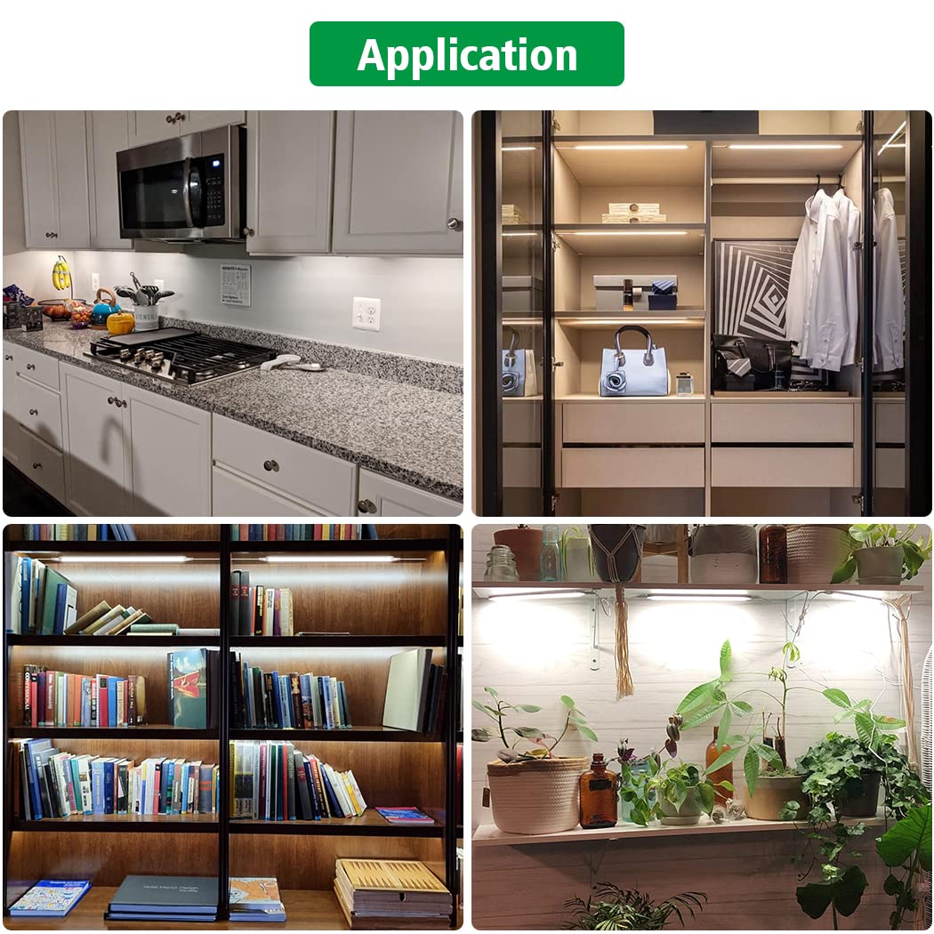 Led Under Cupboard Kitchen Lights, Dimmable Bar Cupboard Lights with Remote Control for Wardrobe,Cupboards, Closets, Display CabinetsÃƒÂ¯Ã‚Â¼Ã‹â€ Natural White,2 PackÃƒÂ¯Ã‚Â¼Ã¢â‚¬Â°