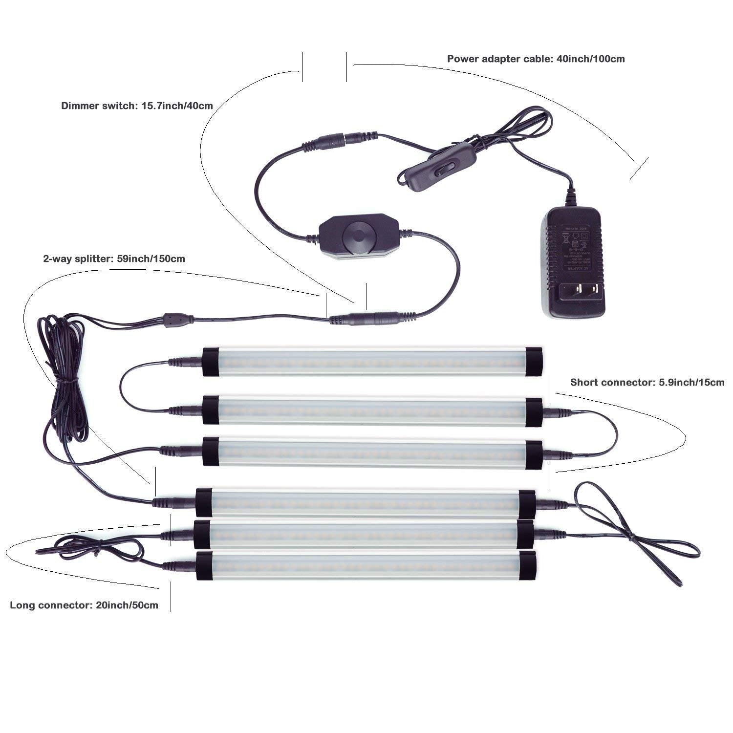 Dimmable LED Under Cabinet Lighting Bar, 12V Under Counter LED Light Strip Linkable Kit with Rocker Switch Kitchen,Showcase,Worktop, Shelf Lighting(8 Panel Kits Warmwhite)