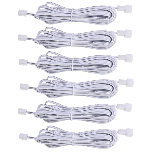 Extension Cables 9.84FT LED Under Cabinet Puck Lighting, 2-Pin Male and Female Cable Connector Extension Cords for Led Puck Lights with White Cords (6 Pack) 2-PIN ONLY