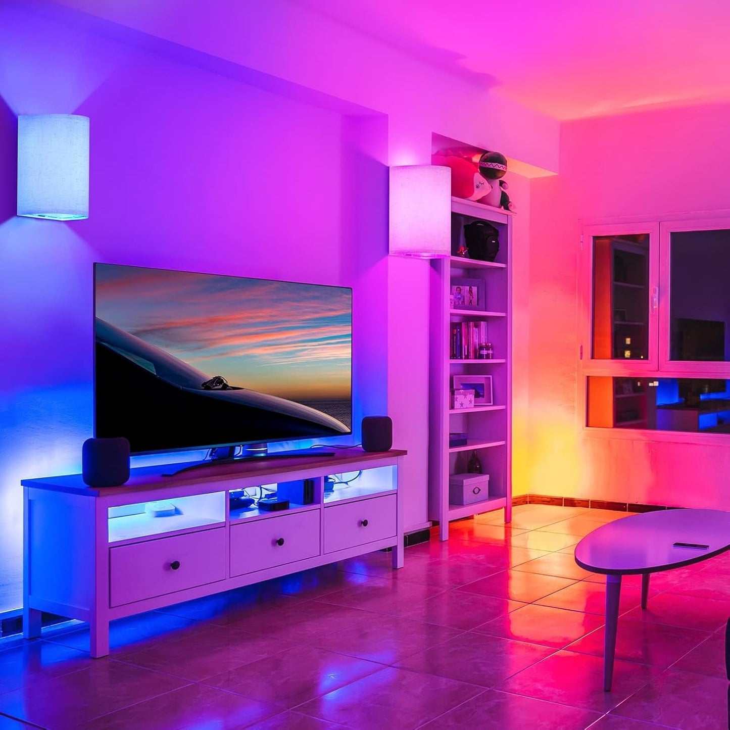 Wall Lights Set of 2, Battery Operated Fabric Sconce with Remote, LED Lamps in RGB+Warm White, Dimmable Timer for Bedroom and Living Room Lighting