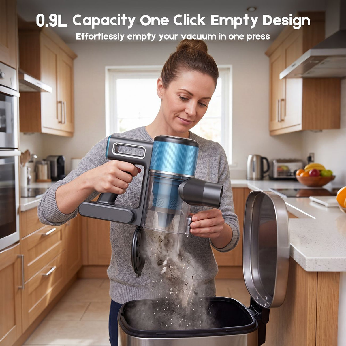 8-in-1 Cordless Vacuum Cleaner 2 Modes Anti-Tangle Brush For Pet Hair On Hardwood Floors & Carpets