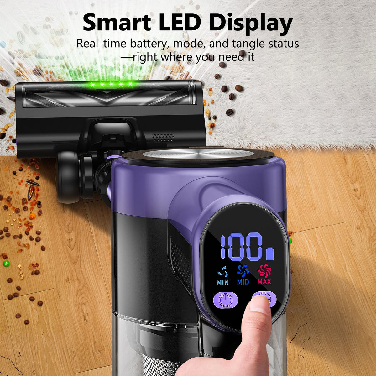 Cordless Vacuum Cleaner, 55Kpa/55mins Self-Standing Powerful Stick Lightweight Vacuum Cleaner for Home Pet Hair/Hard Floor/Carpetã€‚