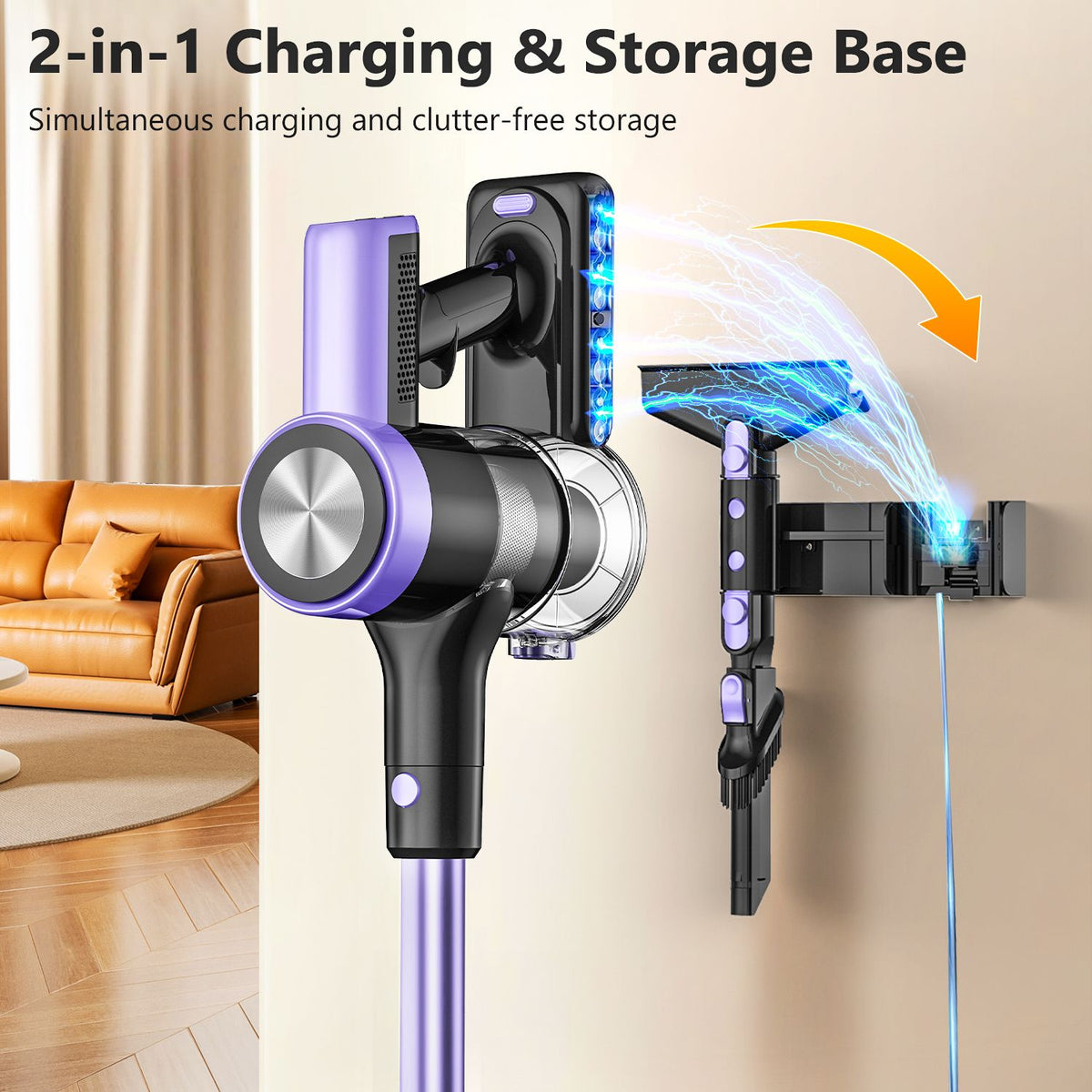 Cordless Vacuum Cleaner, 55Kpa/55mins Self-Standing Powerful Stick Lightweight Vacuum Cleaner for Home Pet Hair/Hard Floor/Carpetã€‚