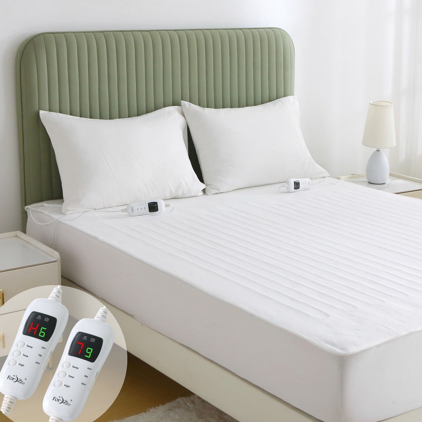Electric Heated Mattress Pad Blanket with Dual Control & 9-Hour Auto Off & 9 Heat Settings, Preheat Functions, Overheat Protection, Machine Washable Fully Fitted Electric Sheet(Super King)
