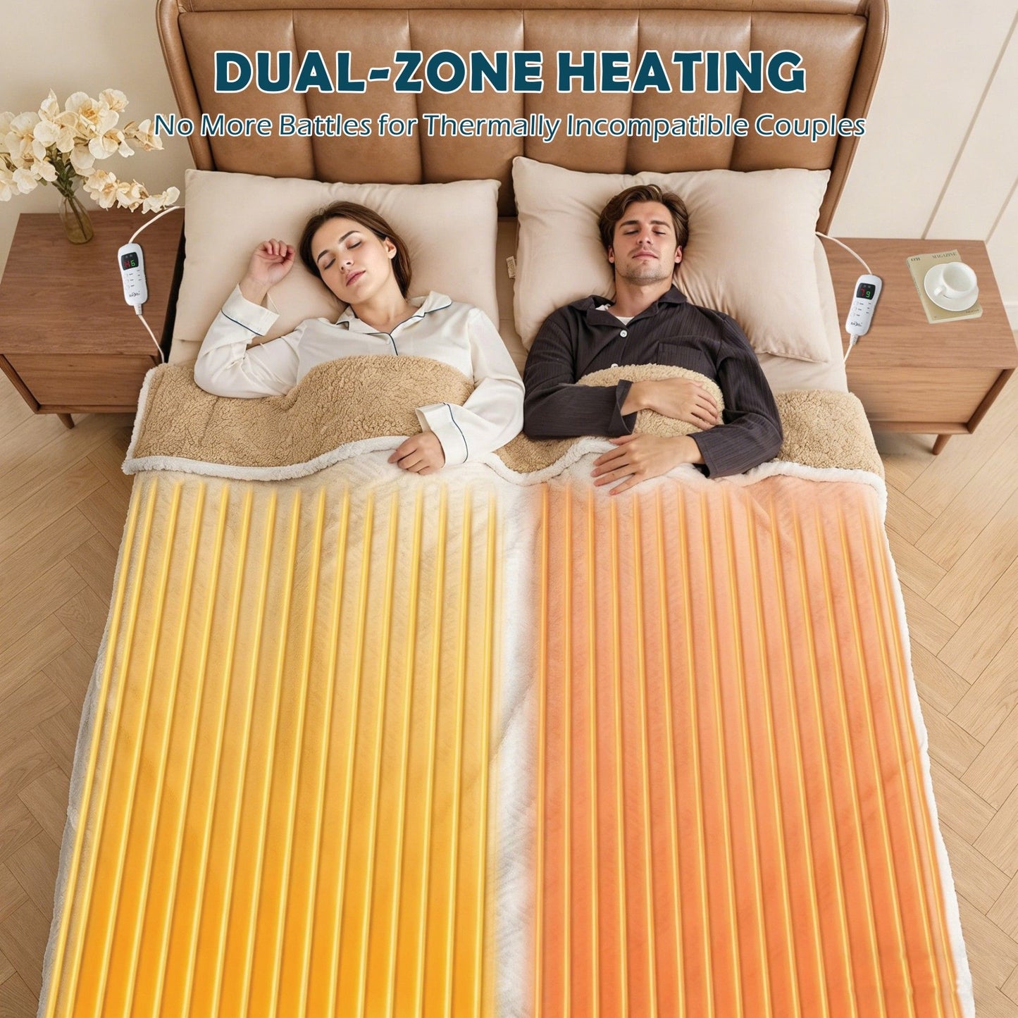 Electric Heated Mattress Pad Blanket with Dual Control & 9-Hour Auto Off & 9 Heat Settings, Preheat Functions, Overheat Protection, Machine Washable Fully Fitted Electric Sheet(Super King)