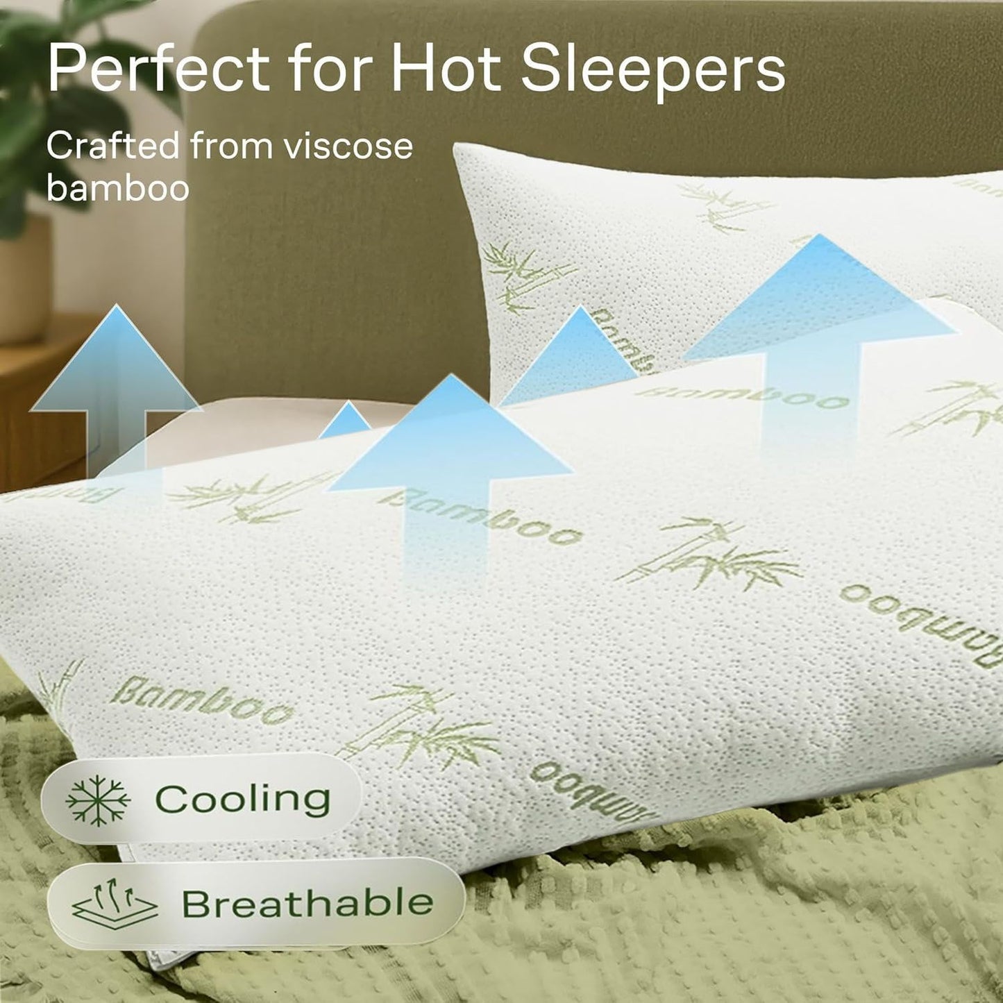 Waterproof Bamboo Pillow Protector Cover,100% Bug Water Proof Zippered Pillow Cases Body Size (1 Pack,Green,50cm x 150cm)