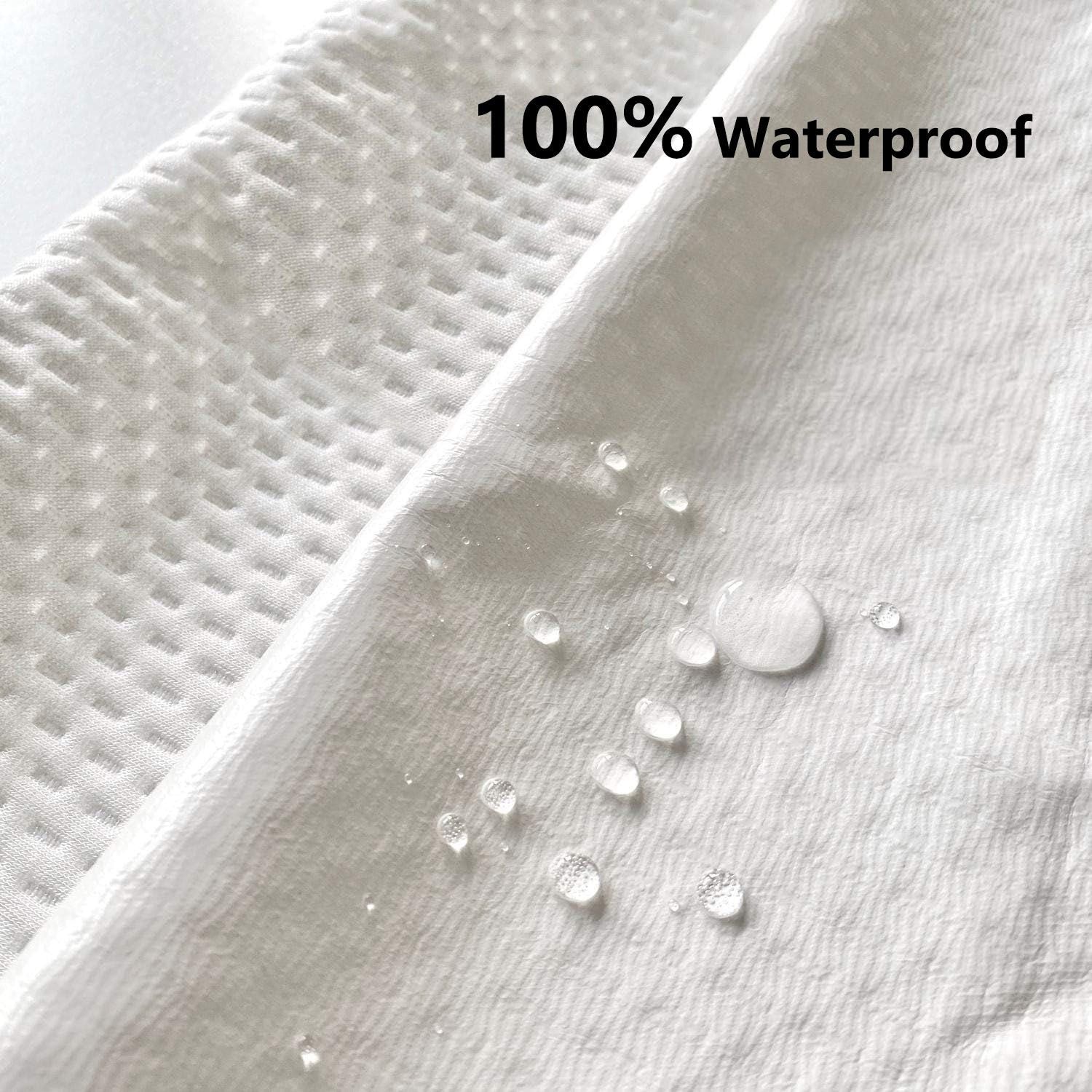 Waterproof Bamboo Pillow Protector Cover, 100% Bug Water Proof Zippered Pillow Cases Standard/Queen Size ( 2 Pack,White,48cm x 74cm)
