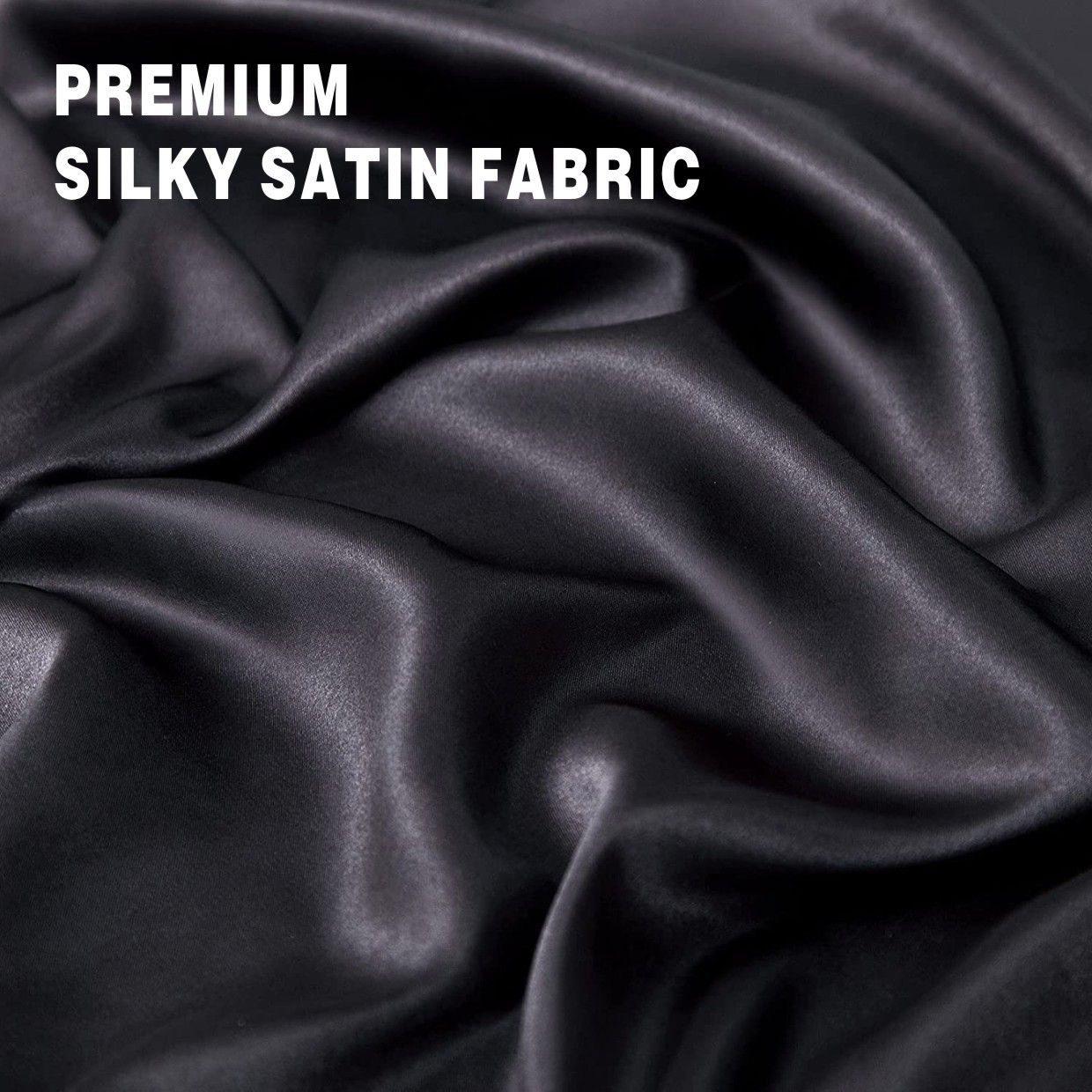 Art Silk Satin Sheet Set Hotel 4 Pieces Fitted/Flat Sheet Bedding Set-Luxury Soft Silky Sheets for Hair and Skin, Similar to Silk Bed Sheets Set 4 Pieces(Super King,Black)