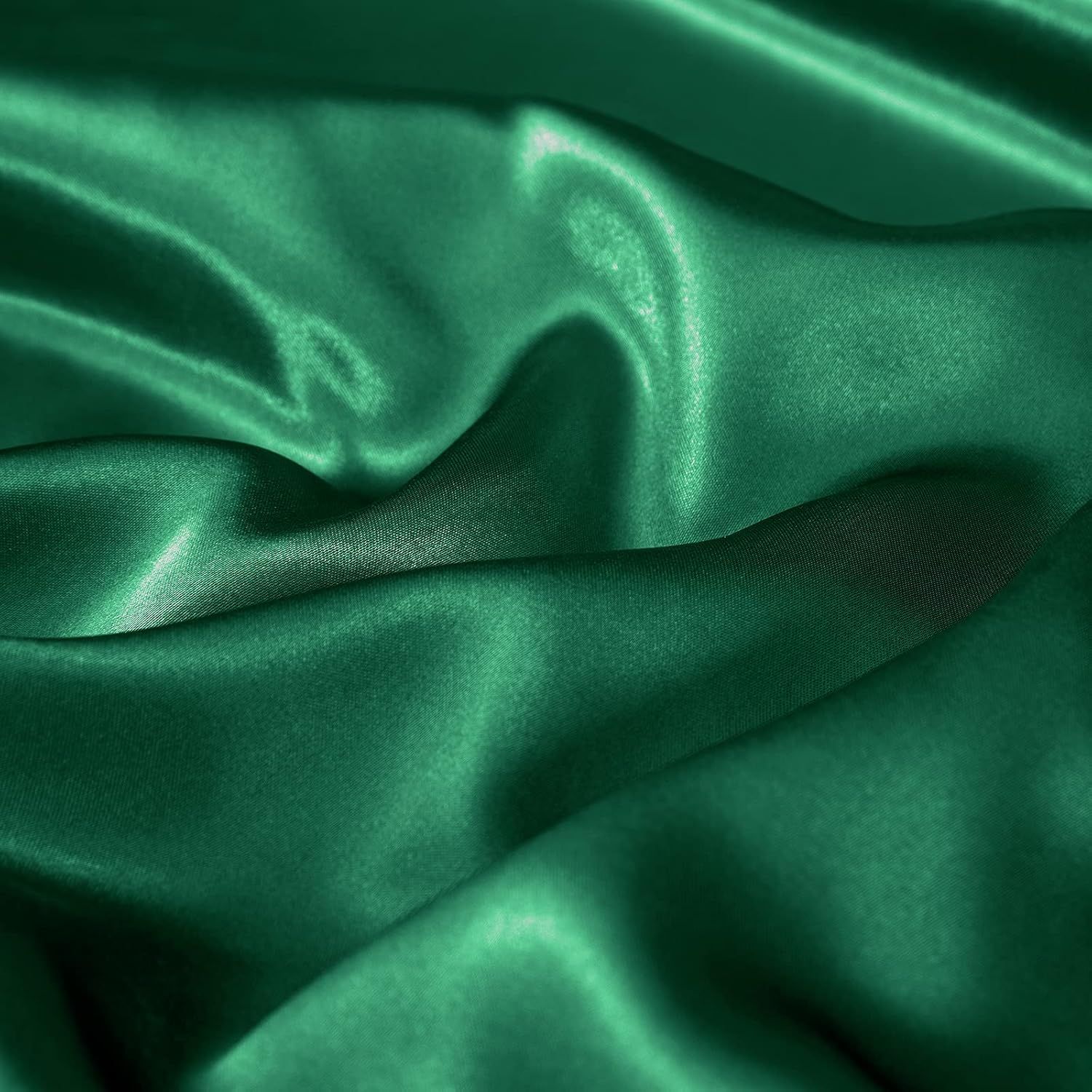 Satin Quilt cover Set Hotel 3 Pieces Quilt cover with Pillowcase, Art Silk Bedding Set-Luxury Soft Silky pillowcase for Hair and Skin, Similar to Silk Duvet/Donna Cover Set- 3 Pieces(Double,Green)