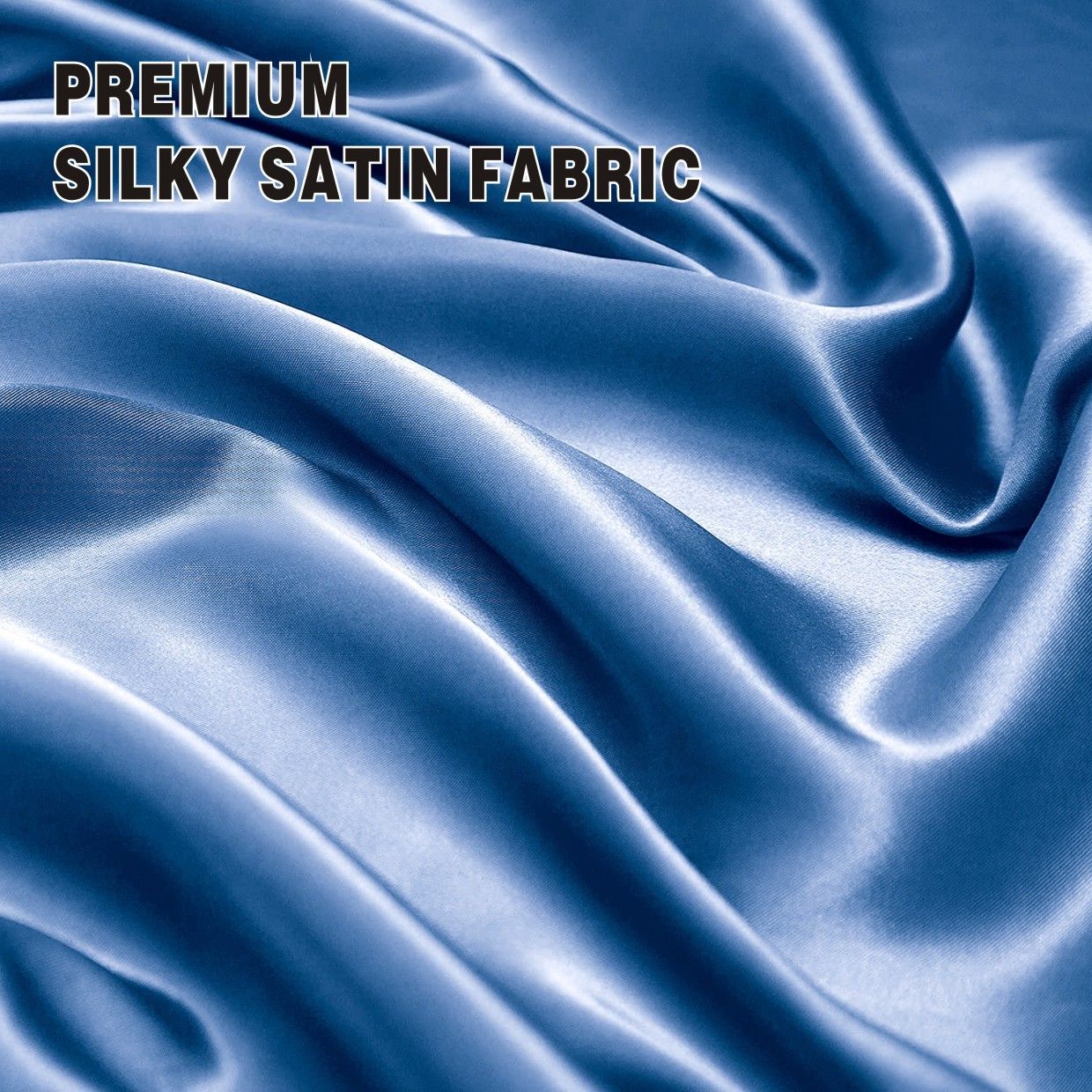 Art Silk Satin Sheet Set Hotel 4 Pieces Fitted/Flat Sheet Bedding Set-Luxury Soft Silky Sheets for Hair and Skin, Similar to Silk Bed Sheets Set 4 Pieces(Double,Ocean)