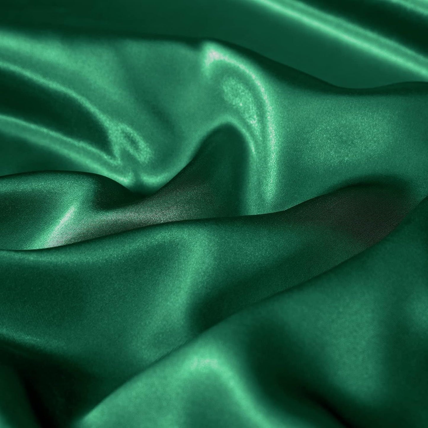 Satin Quilt cover Set Hotel 3 Pieces Quilt cover with Pillowcase, Art Silk Bedding Set-Luxury Soft Silky pillowcase for Hair and Skin, Similar to Silk Duvet/Donna Cover Set- 3 Pieces(King,Green)