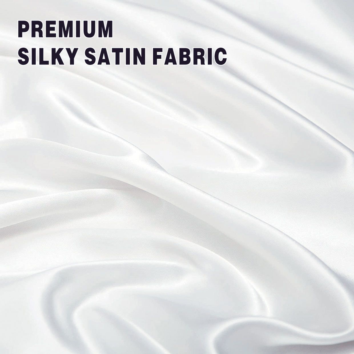 Art Silk Satin Sheet Set Hotel 3 Pieces Fitted/Flat Sheet Bedding Set-Luxury Soft Silky Sheets for Hair and Skin, Similar to Silk Bed Sheets Set 3 Pieces(King Single,White)