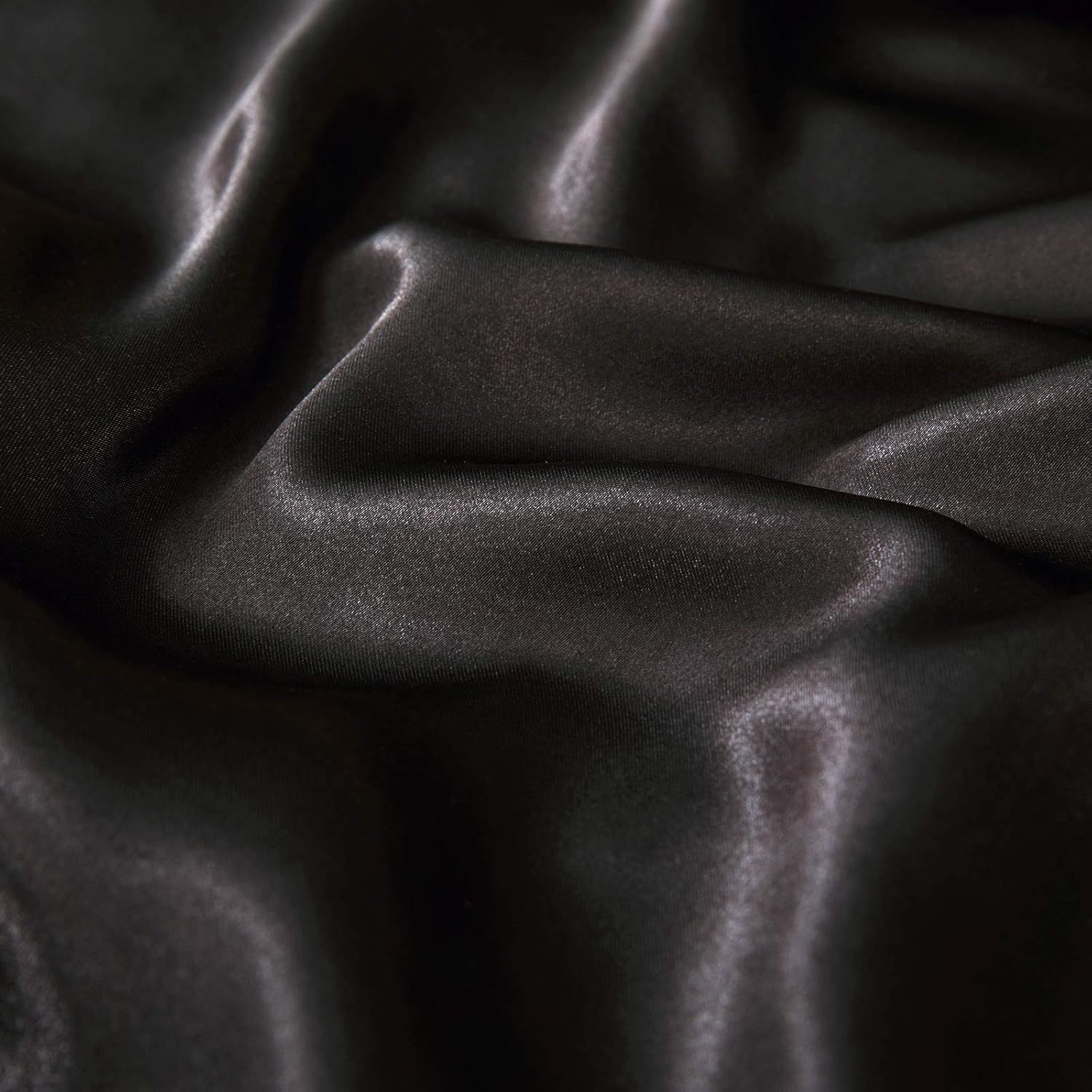Satin Quilt cover Set Hotel 3 Pieces Quilt cover with Pillowcase, Art Silk Bedding Set-Luxury Soft Silky pillowcase for Hair and Skin, Similar to Silk Duvet/Donna Cover Set- 3 Pieces(Queen,Black)