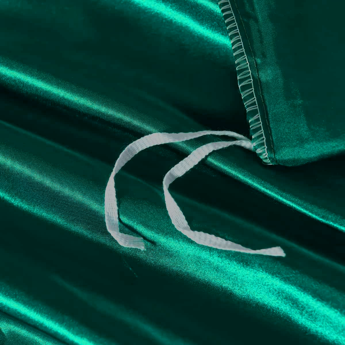 Satin Quilt cover Set Hotel 3 Pieces Quilt cover with Pillowcase, Art Silk Bedding Set-Luxury Soft Silky pillowcase for Hair and Skin, Similar to Silk Duvet/Donna Cover Set- 3 Pieces(Queen,Green)