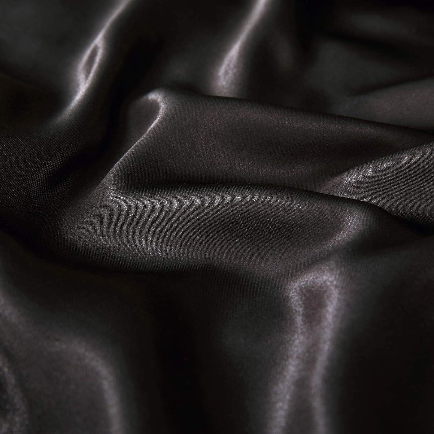 Satin Quilt cover Set Hotel 3 Pieces Quilt cover with Pillowcase, Art Silk Bedding Set-Luxury Soft Silky pillowcase for Hair and Skin, Similar to Silk Duvet/Donna Cover Set- 3 Pieces(Super King,Black)