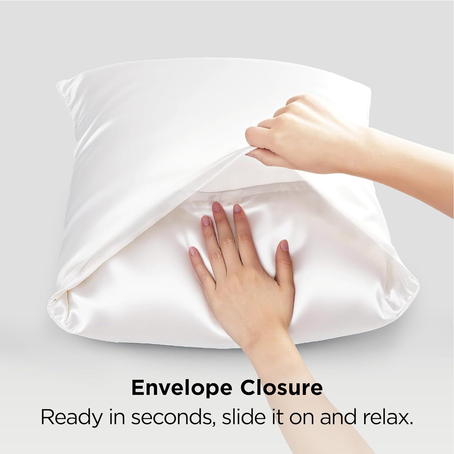 Silk Pillowcase for Hair and Skin Mulberry Silk Pillowcase Soft Breathable Smooth Both Sided Natural Silk Pillowcase with Envelope pocket Beauty Sleep Silk Pillow Case for Gift (2 Pack, Standard, White)