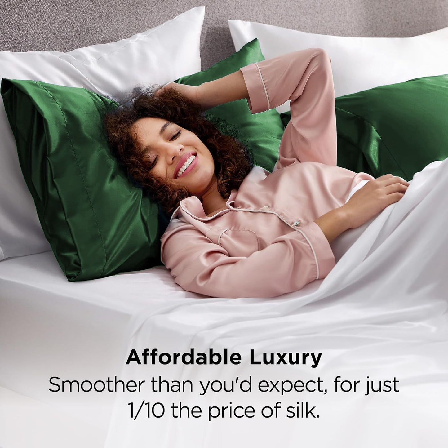 Silk Pillowcase for Hair and Skin Mulberry Silk Pillowcase Soft Breathable Smooth Both Sided Natural Silk Pillowcase with Envelope pocket Beauty Sleep Silk Pillow Case for Gift (2 Pack, Standard, Green)