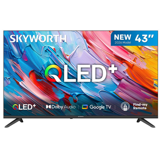 SKYWORTH Q5600H 43''-QLED+ Smart Google TV, FHD, HDR10 HLG, Find-My Remote,Dolby Audio, Screen Casting, Bezel Less Design, Voice Control
