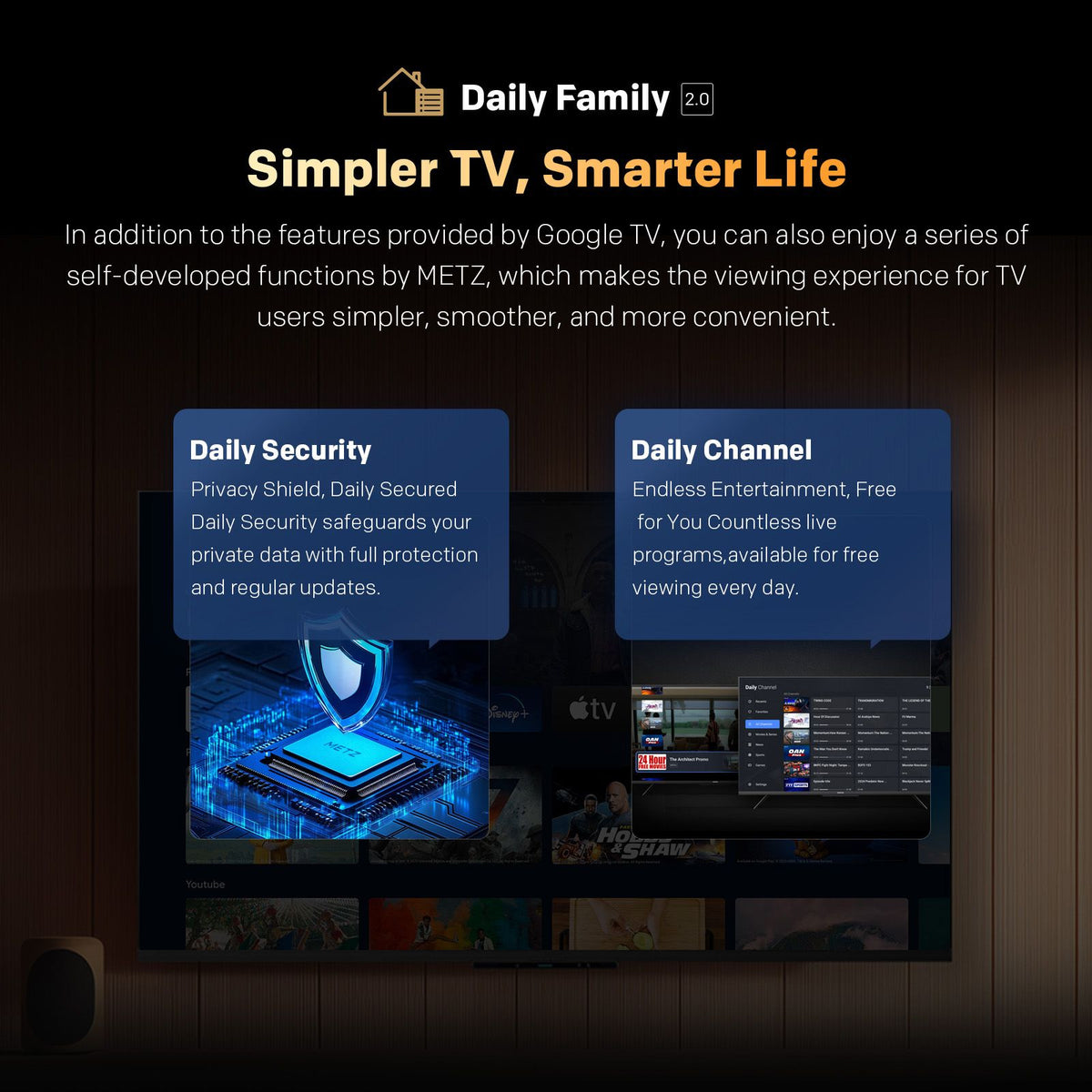 SKYWORTH G3F 43" 4K UHD Smart Google TV with HDR 10,Voice Control,Screen Cast,HDMI 2.1,MEMC, AI Engine,Eye Care featrues,Low Blue Light,DBX-tv Audio,Text Scaling,Smart Features,Energy-Saving