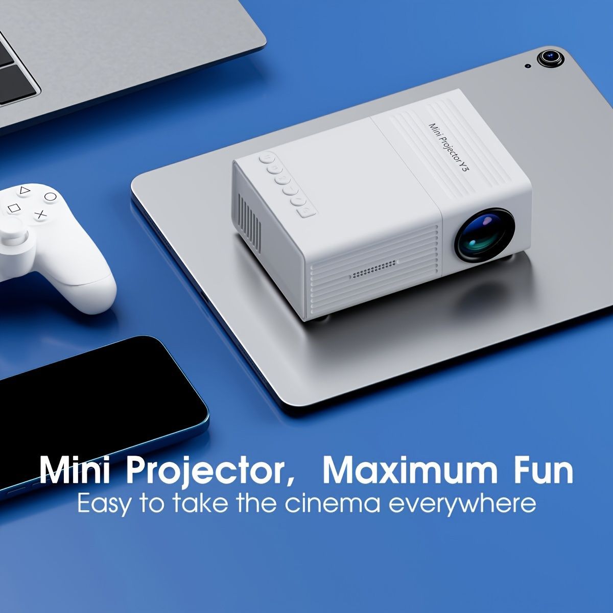 LED Projector Australia Home Cinema Projector Portable Mini Projector Built-In - White - Size 01