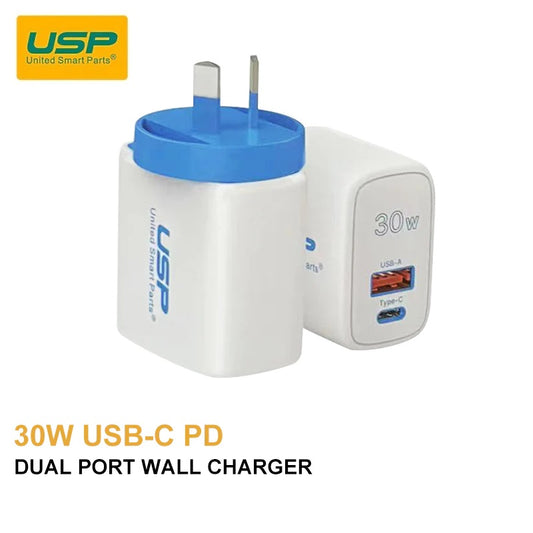 USP 30W Dual Port (USB-A + USB-C) PD Fast Wall Charger