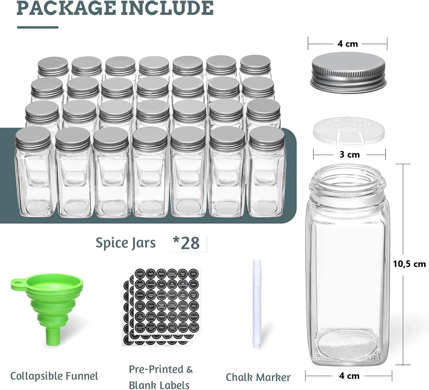 spice-rack-organiser-with-28-spice-jars-spice-labels-funnel-and-marker-for-kitchen-countertop www.mallsonline.com.au