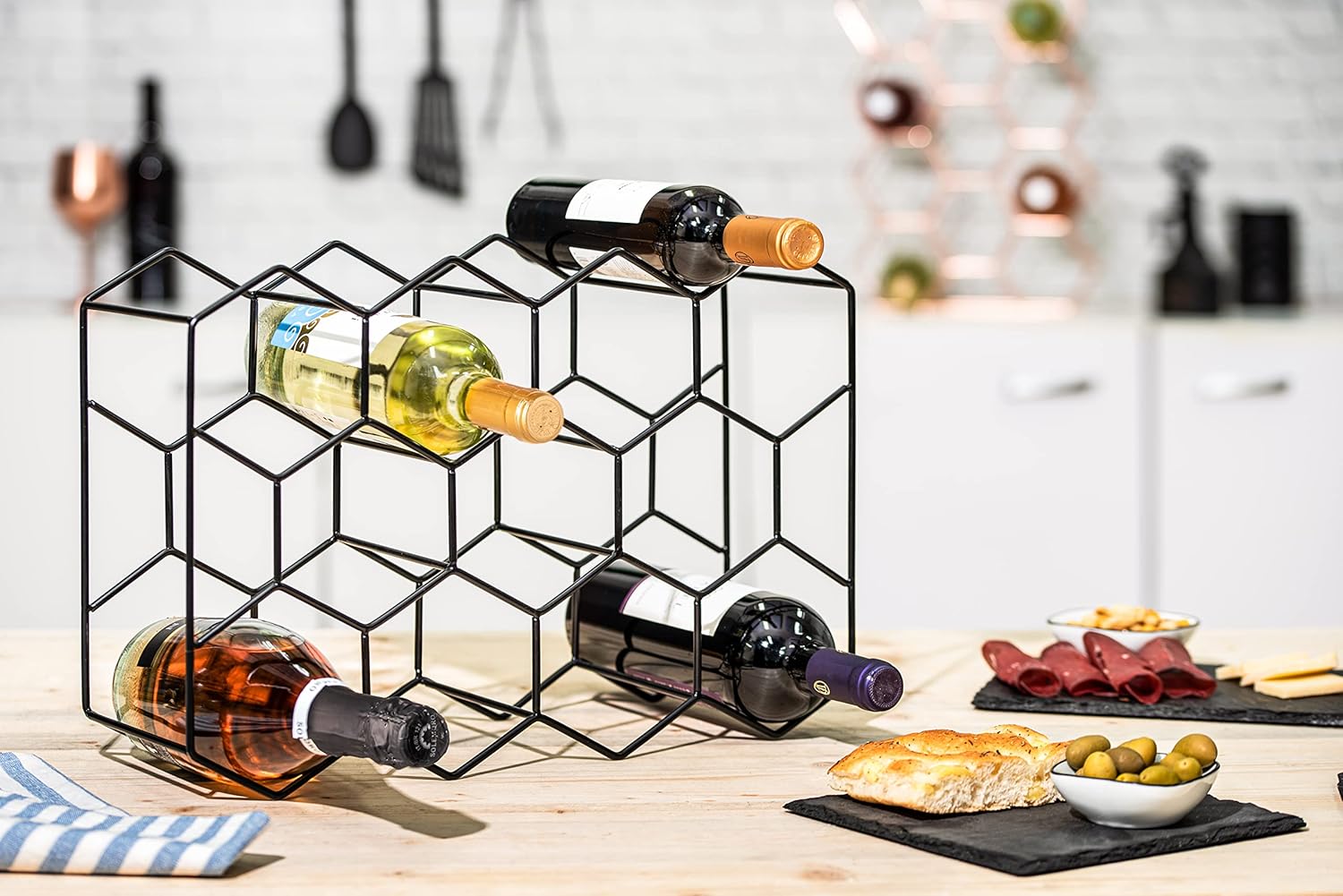 14-bottle-freestanding-modern-metal-countertop-wine-rack-countertop at www.mallsonline.com.au