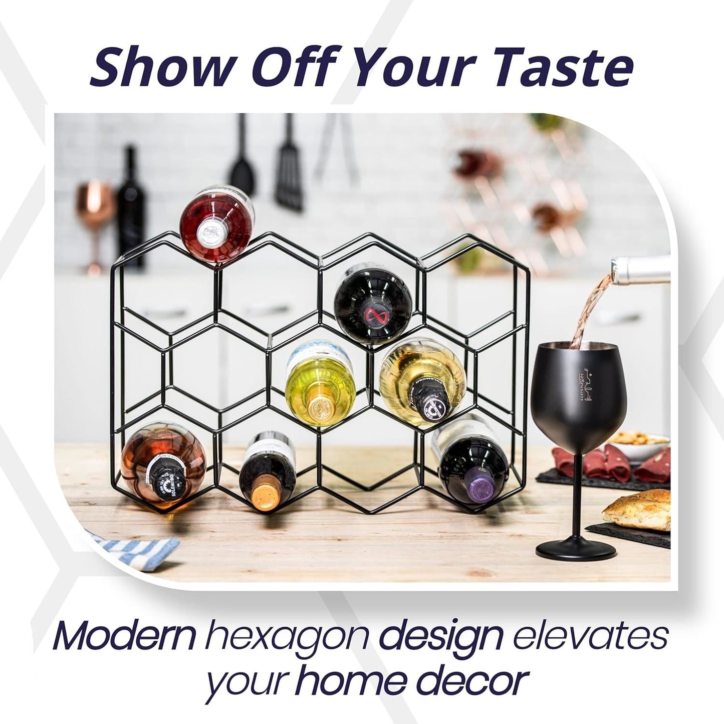 14-bottle-freestanding-modern-metal-countertop-wine-rack-countertop at www.mallsonline.com.au