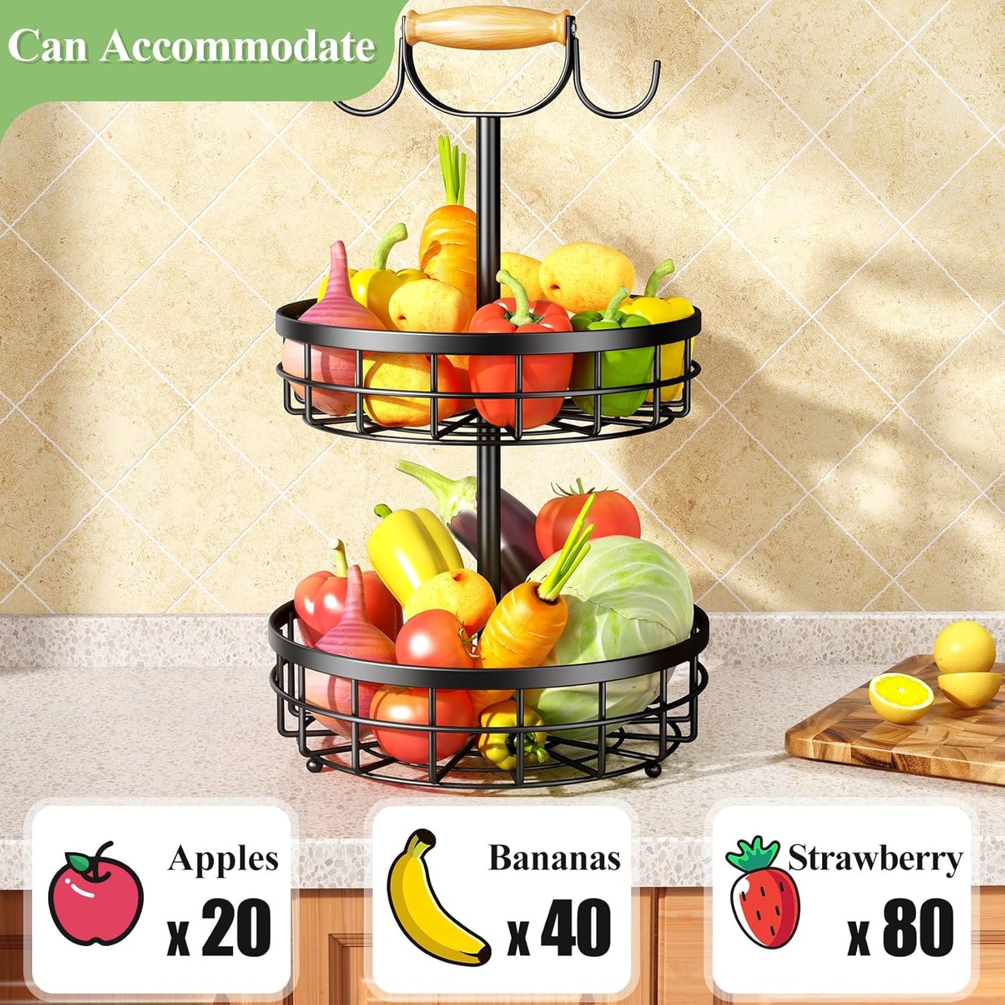 2-tier-fruit-basket-bowl-storage-with-wood-lift-handle-and-dual-banana-tree-hanger-for-kitchen-countertop at www.mallsonline.com.au