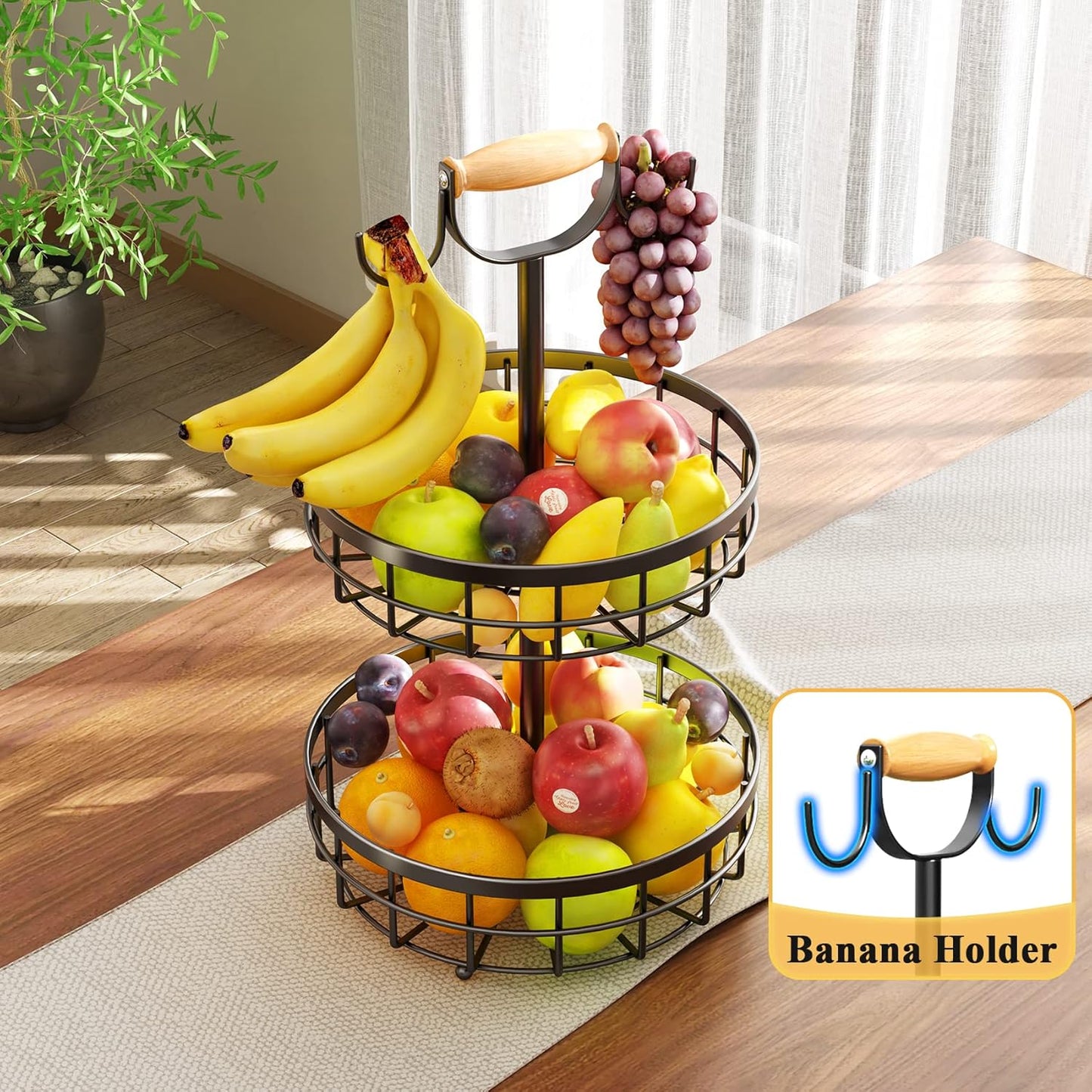 2-tier-fruit-basket-bowl-storage-with-wood-lift-handle-and-dual-banana-tree-hanger-for-kitchen-countertop at www.mallsonline.com.au