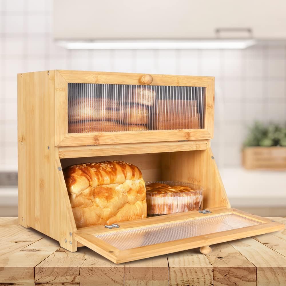 double-layer-bamboo-bread-box-for-kitchen-counter-with-large-capacity-and-clear-window at www.mallsonline.com.au