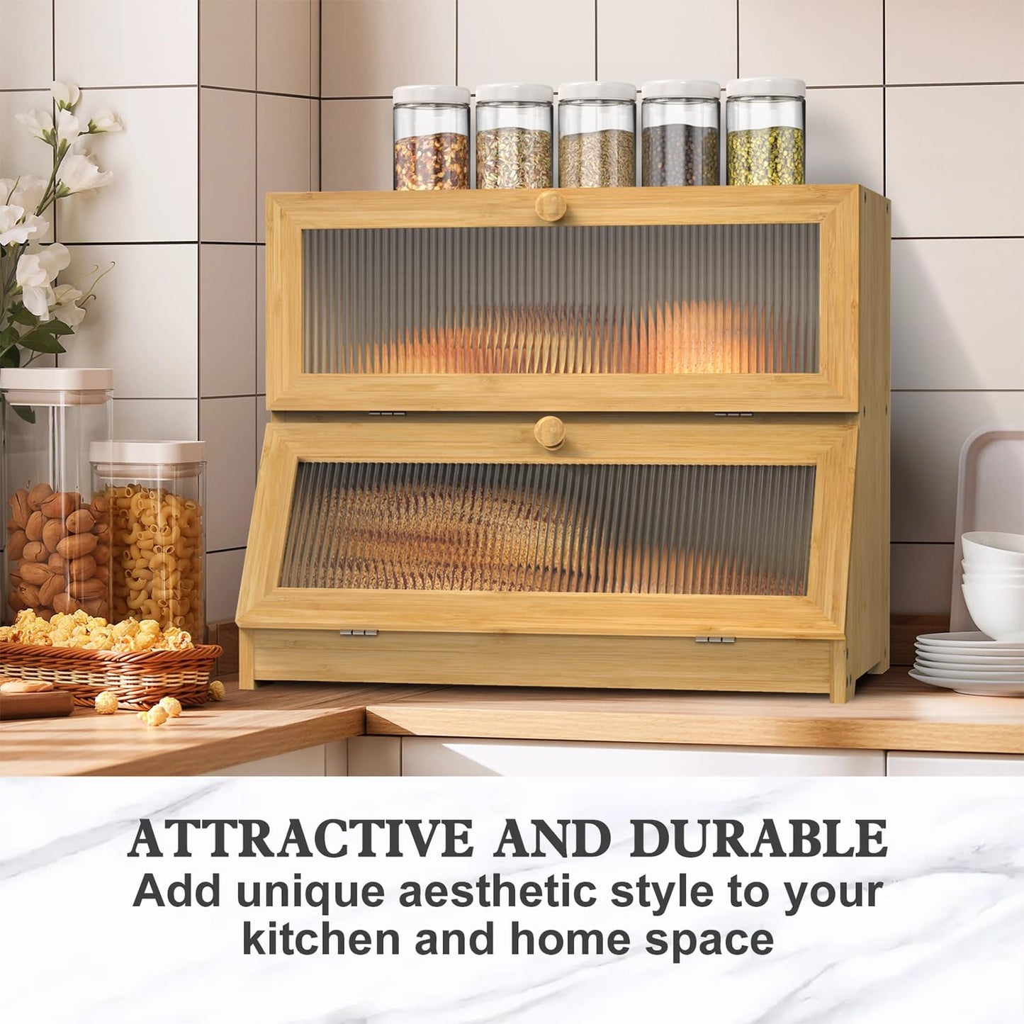 double-layer-bamboo-bread-box-for-kitchen-counter-with-large-capacity-and-clear-window at www.mallsonline.com.au