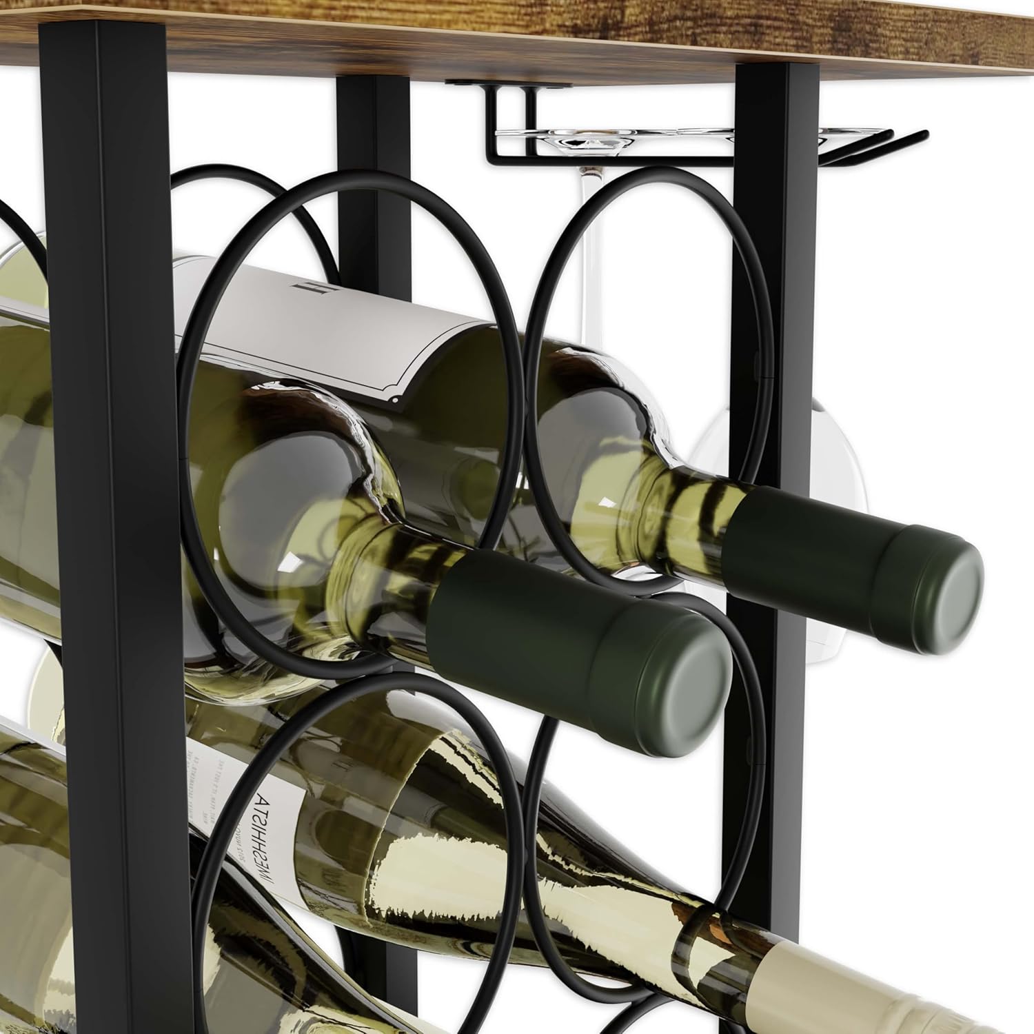 wine-rack-countertop-wooden-metal-holder-for-6-bottles-2-glasses at www.mallsonline.com.au