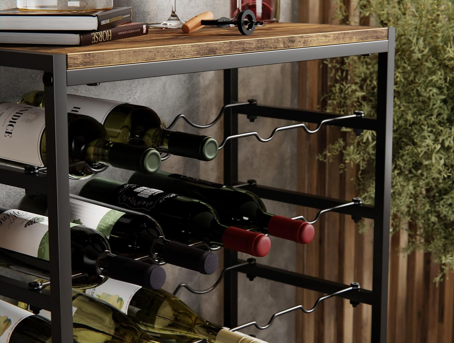 6-tier-freestanding-wine-rack-for-30-bottles-with-wood-countertop-and-sturdy-metal-frame at www.mallsonline.com.au